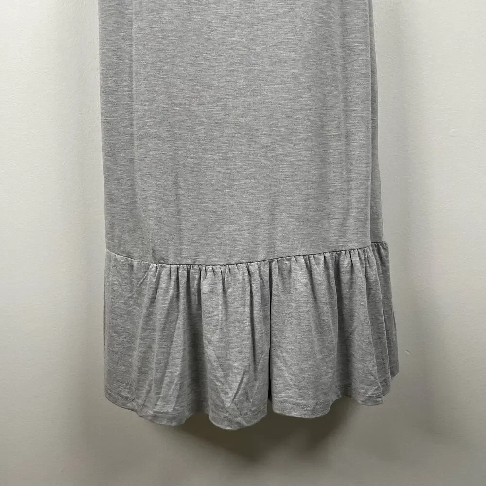 Nordstrom Maxi Dress Swing Tie Detail Peasant Flouncy Hem Minimalist M Gray